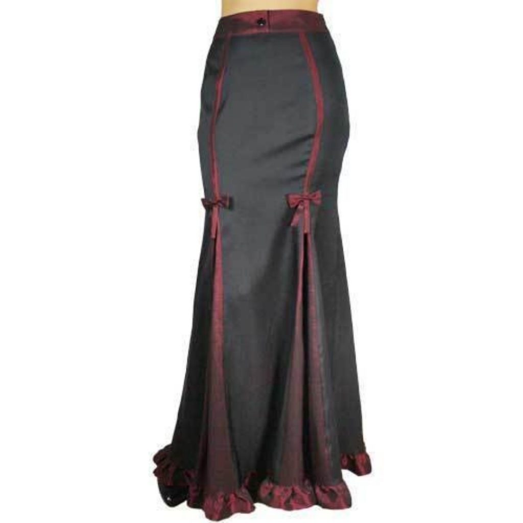Plus Size 28 Sexy Black & Burgundy Gothic Victorian Steampunk Ruffled He